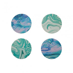 Mimo Set Of 4 Cork Coasters The Mimo set of 4 marble wave printed coasters add a colourful vibe to the table.w11 x d11 x h2cm