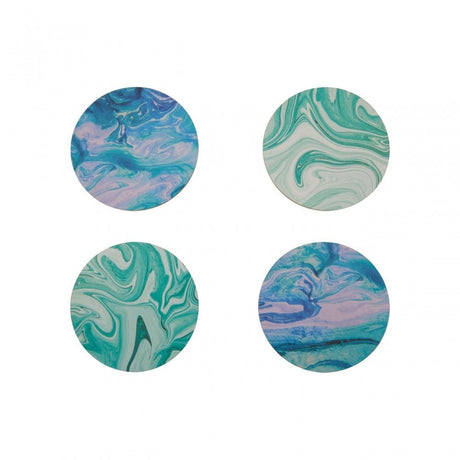 Mimo Set Of 4 Cork Coasters The Mimo set of 4 marble wave printed coasters add a colourful vibe to the table.w11 x d11 x h2cm