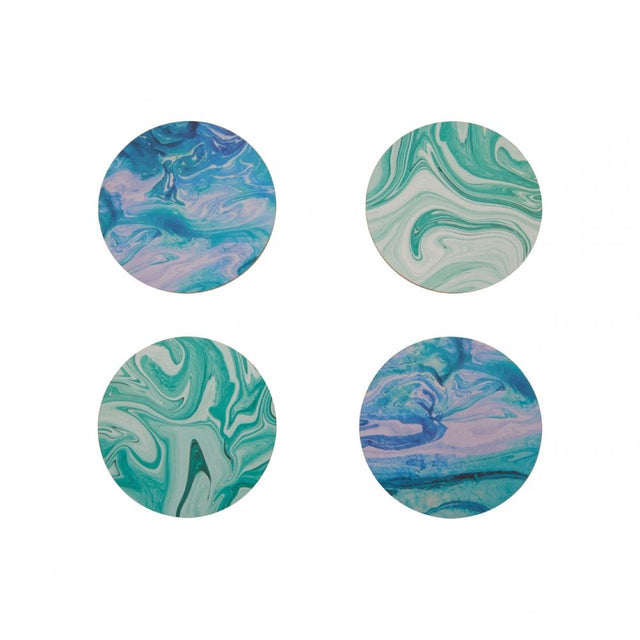 Mimo Set Of 4 Cork Coasters The Mimo set of 4 marble wave printed coasters add a colourful vibe to the table.w11 x d11 x h2cm