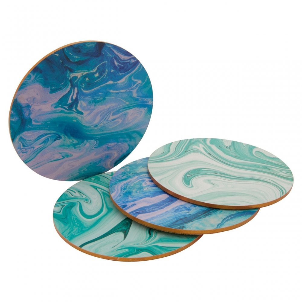 Mimo Set Of 4 Cork Coasters The Mimo set of 4 marble wave printed coasters add a colourful vibe to the table.w11 x d11 x h2cm