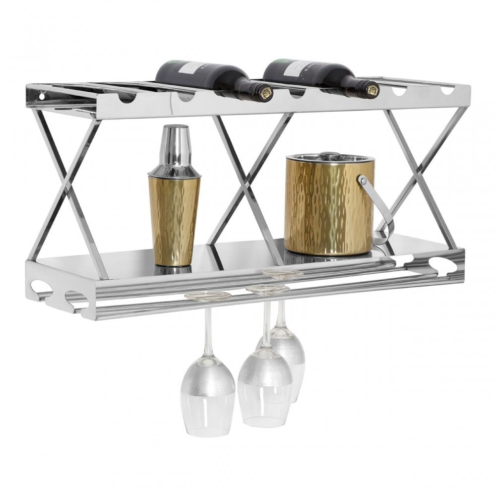 Donal 2 Tier 7 Bottle Silver Wine Rack Silver