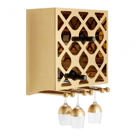 Donal 12 Bottle Gold Finish Wine Rack Gold
