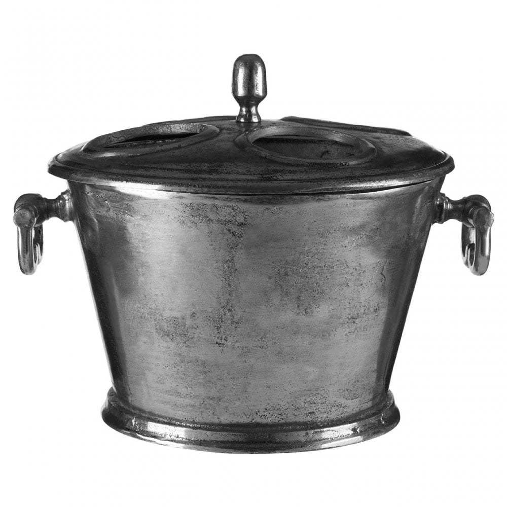 Rustic Antique Silver 4 Bottle Wine Cooler Silver