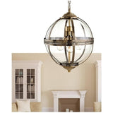 Elegant Vintage Bronze and Clear Glass Globe Pendant Light