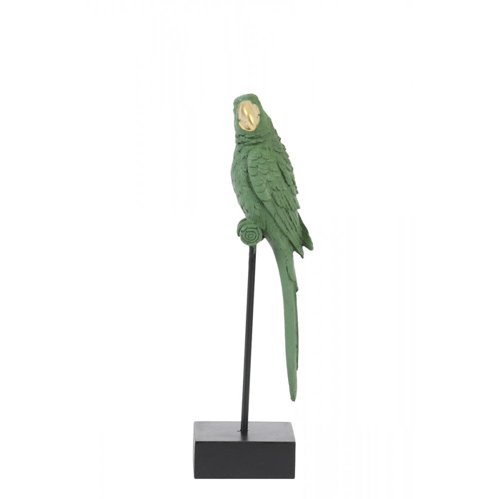 Decorative Dark Green and Gold Parrot Statue 31cm