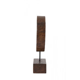Rustic Brass-Toned Wood Sculpture on Stand 30x10x43cm