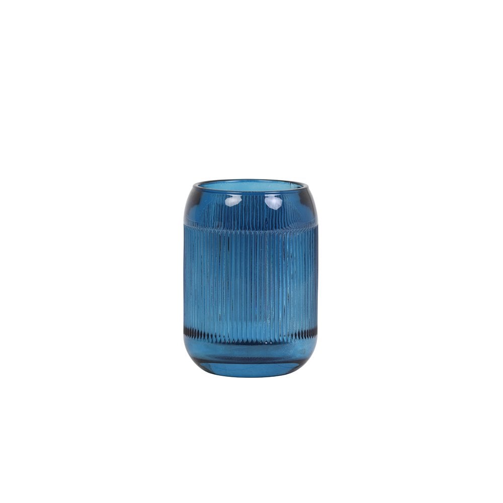 Midnight Blue Glass Tealight Holder 9x12.5cm