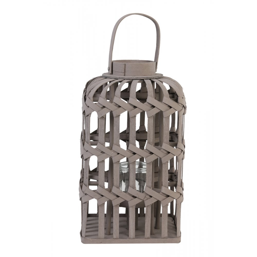 Talia 26x26x45cm Square Wooden Hurricane Lantern