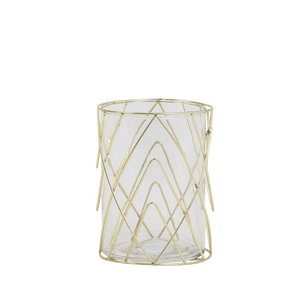 Gold Glass Sutton Tealight Holder 15x20cm