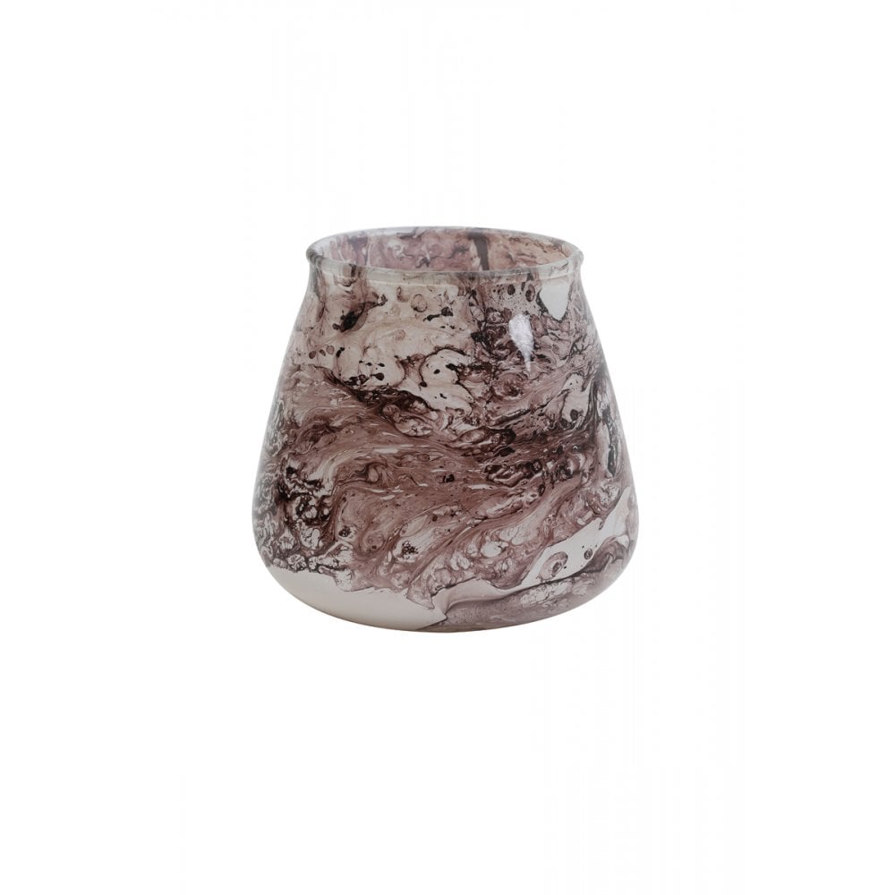 Old Pink Marble Grey Round Tealight Holder 9x9cm