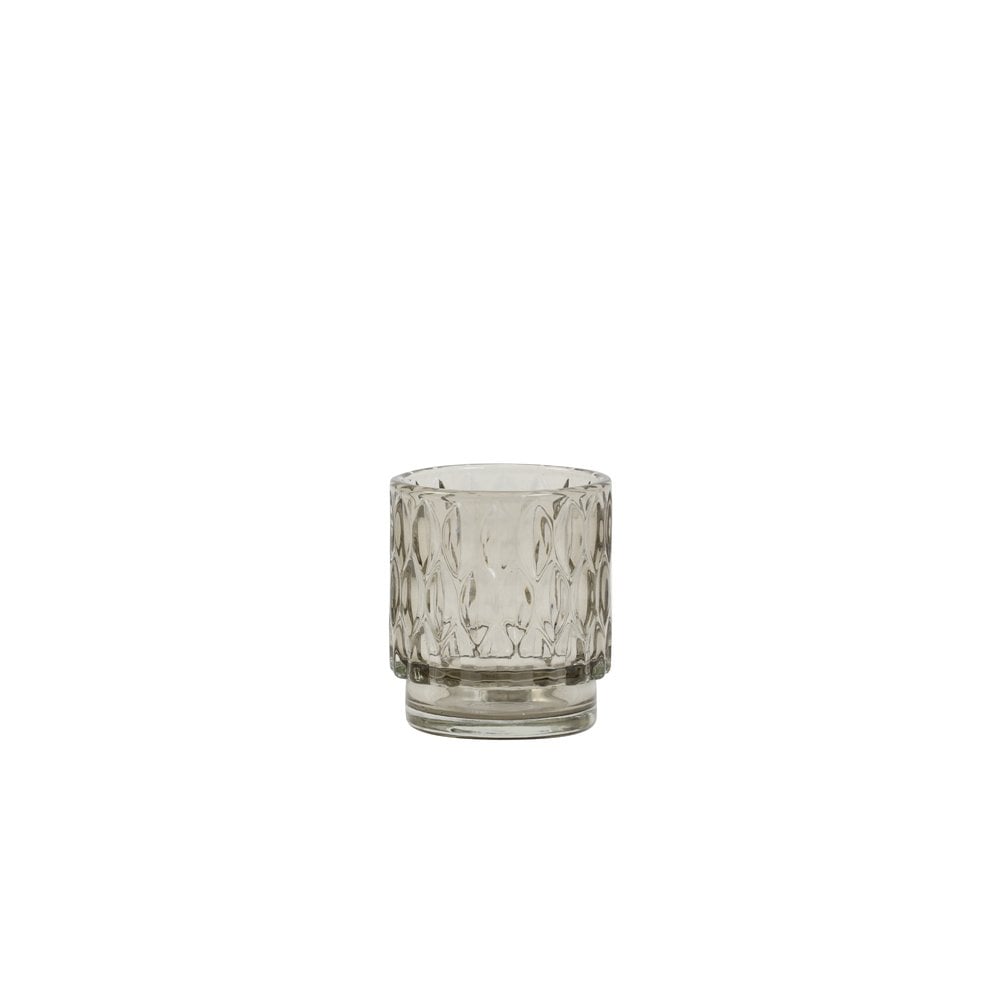 Grace Glass Tealight Holder in Light Grey - 7x8cm