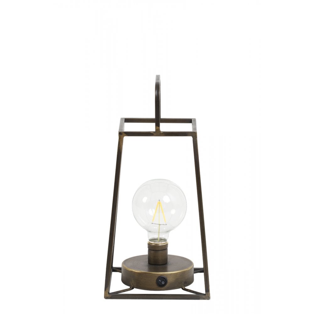 Brass Fauve LED Lantern Table Lamp - 15cm Square Design