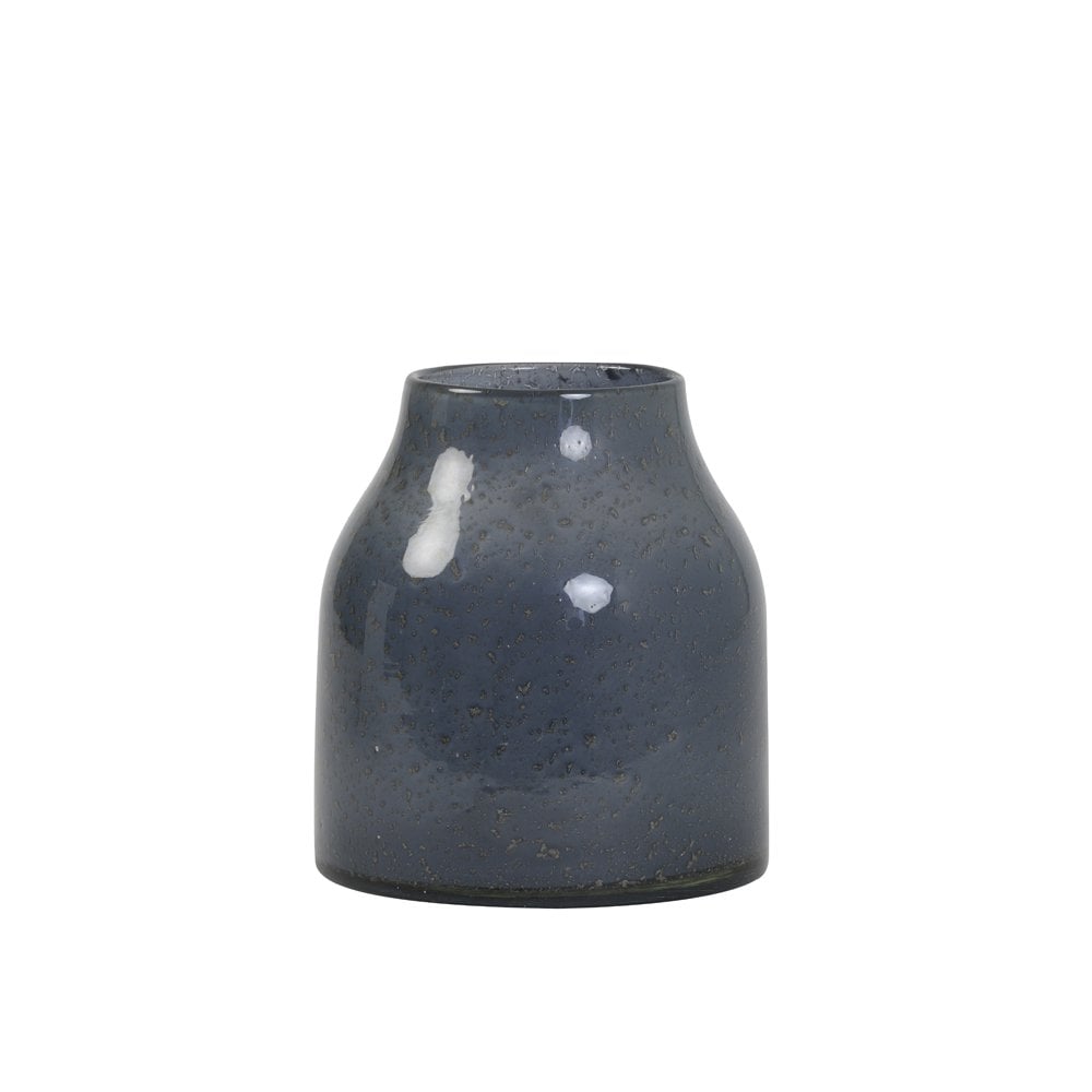 Elegant Gray Glass Vase with Stone Finish - 18x21cm Sonala Collection