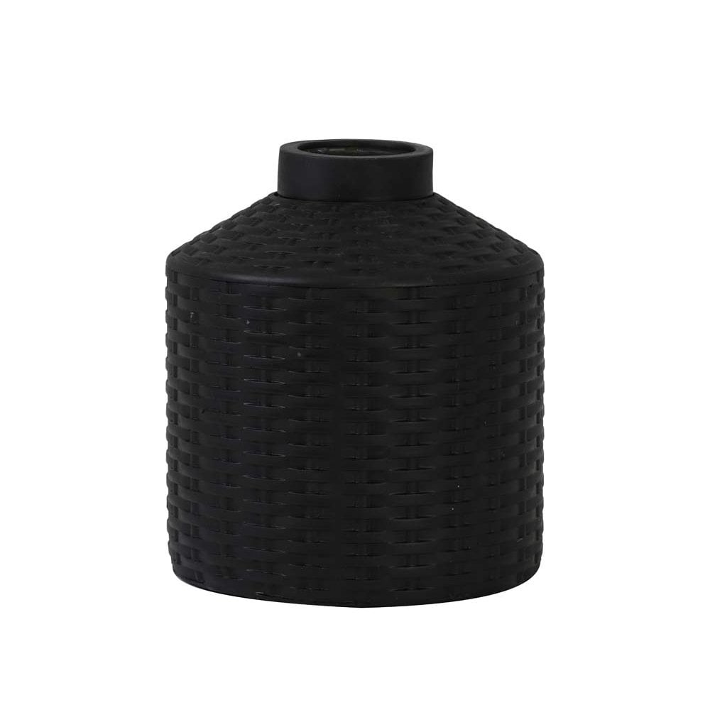 Matte Black Ceramic Wick Vase 20x22.5cm Decorative Piece