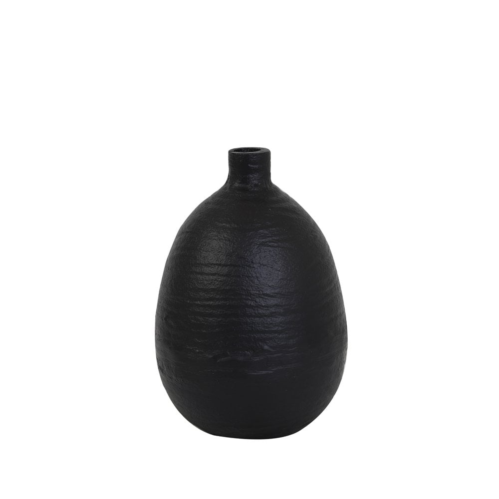 Elegant Black Molza Metal Vase, 13x17cm