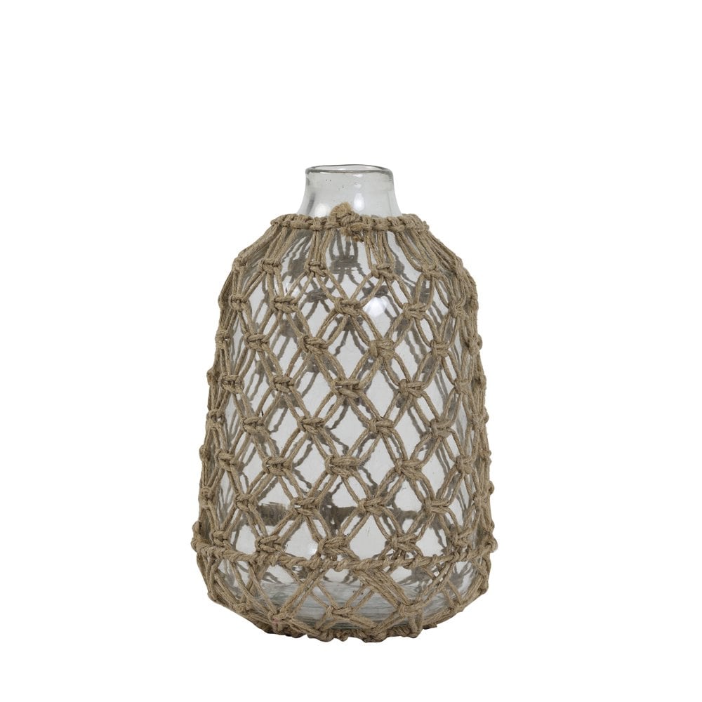 Clear Narona Glass Vase with Jute Wrap - 18x28cm