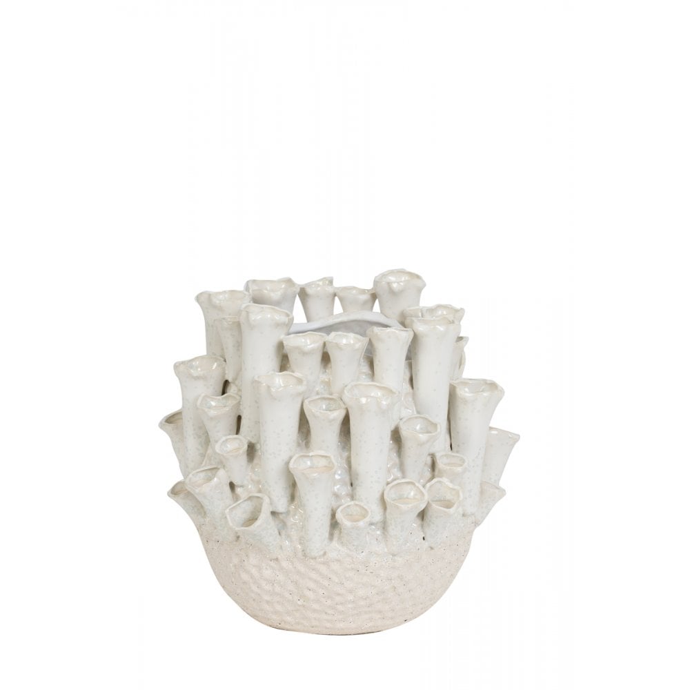 Elegant 33cm Ceramic Vase in Cream and White by Kyral