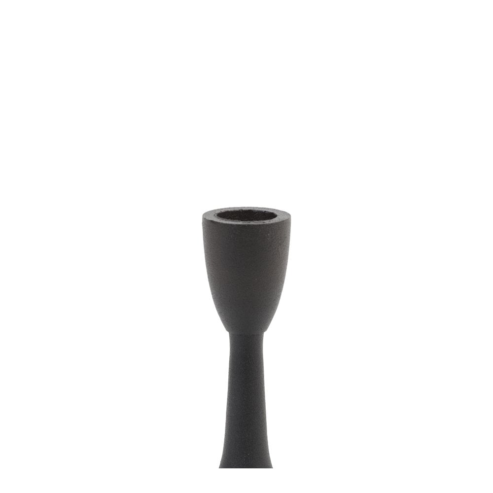 Matte Black Culby Metal Candle Holder - 18.5cm Tall
