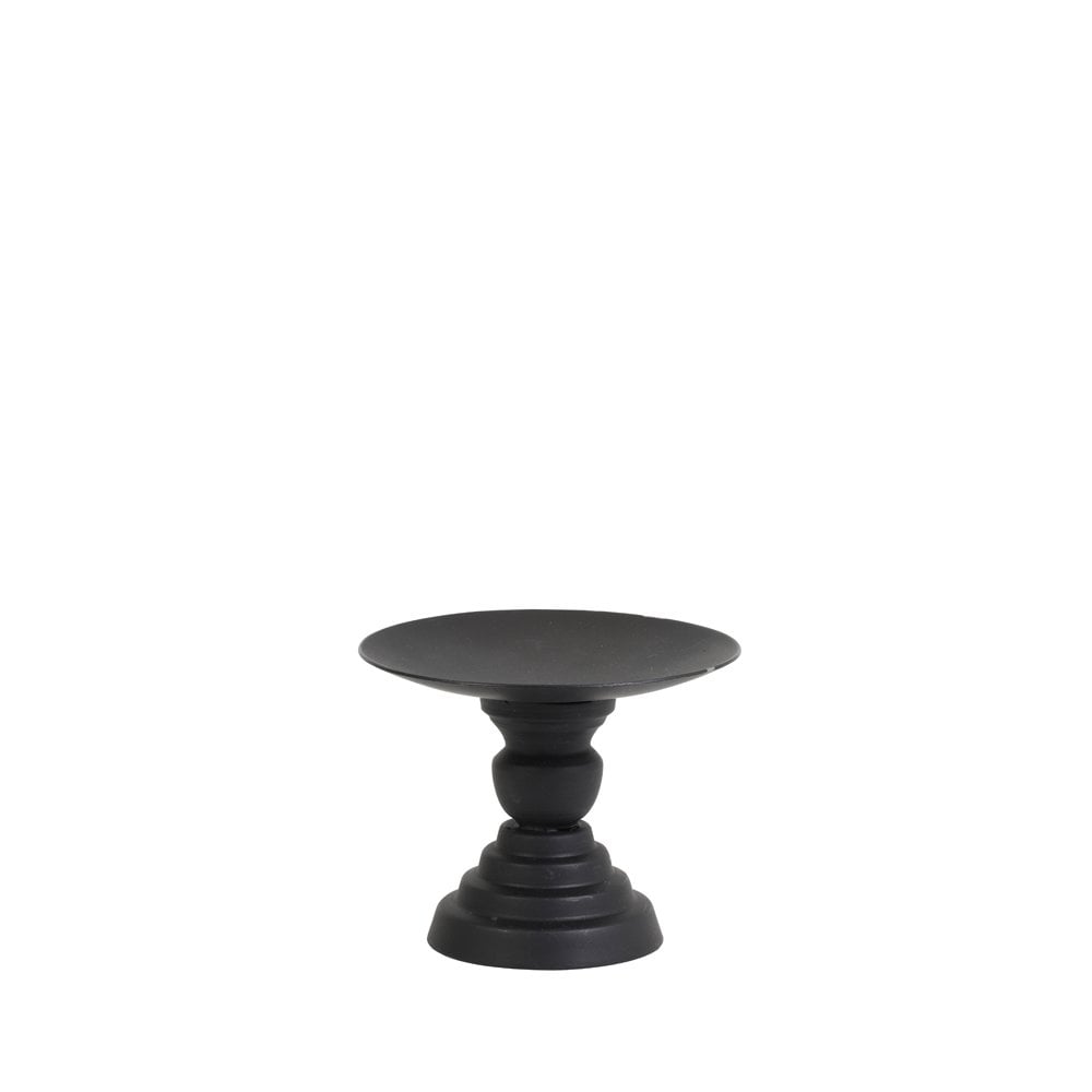 Matte Black Round Metal Candle Holder 10.5x8.5cm