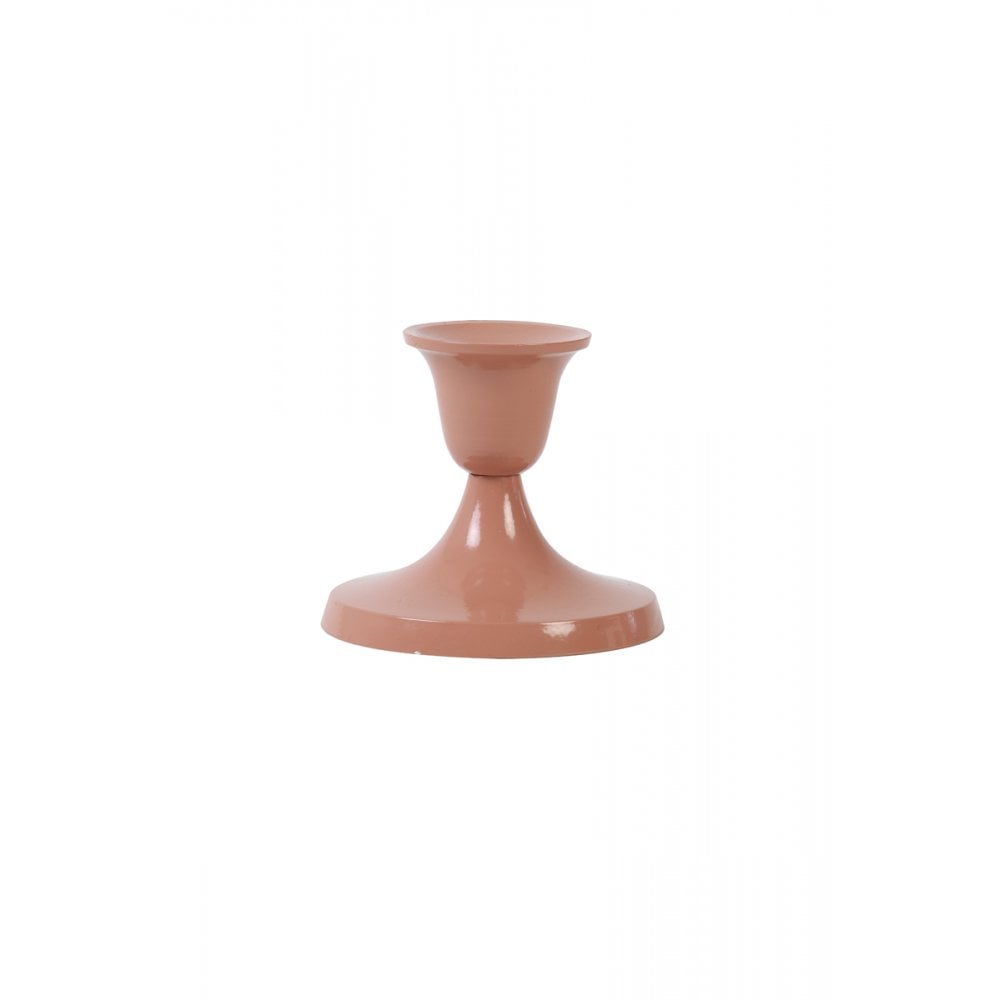 Vintage Blush Pink Round Metal Candle Holder - 9.5cm x 8cm