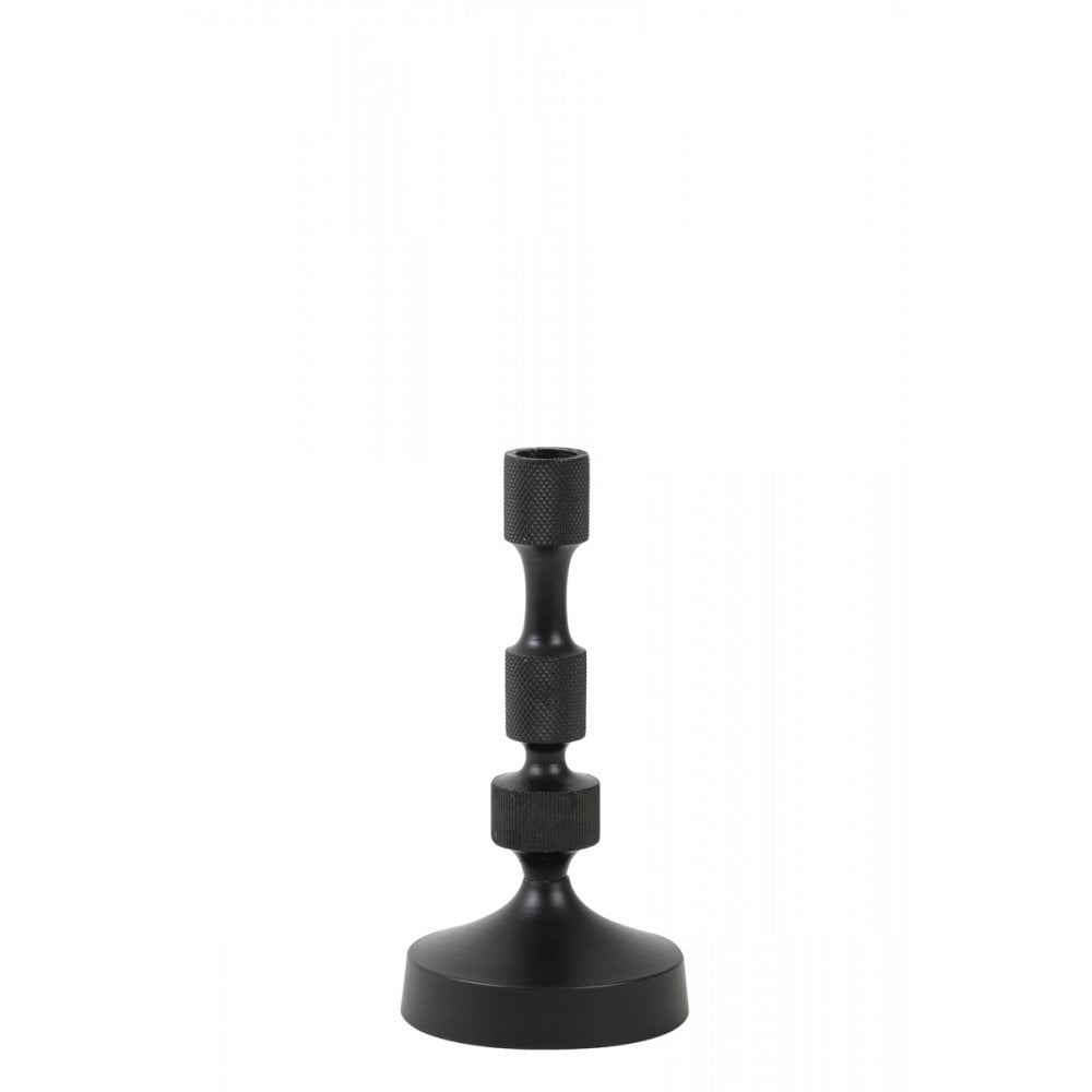 Matte Black Aurier Metal Candle Holder - 10x21cm