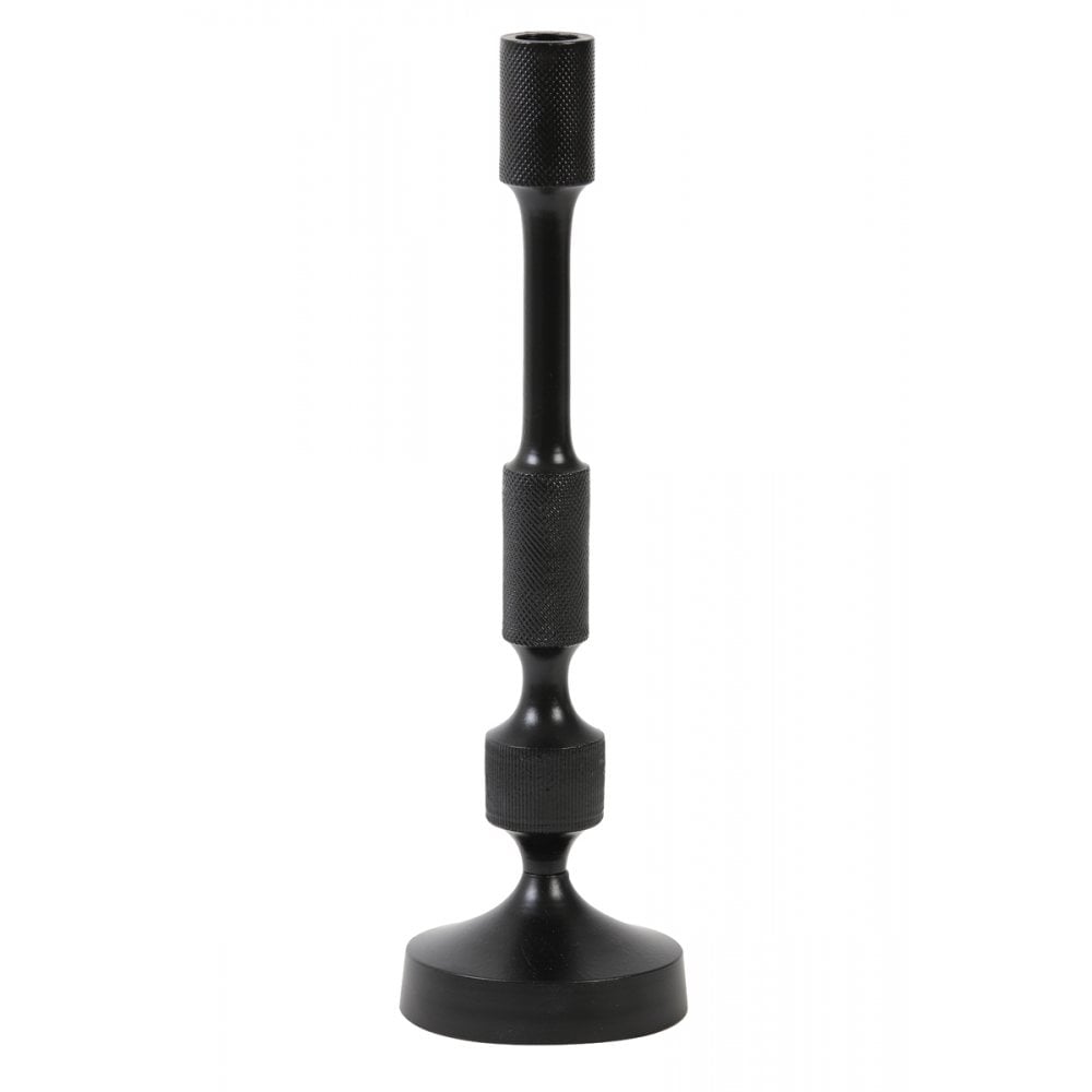 Aurier Matte Black Metal Candle Holder - 36cm