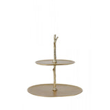 Tresa Gold Round Metal 2-Tier Etagere - Decorative Home Accent, 30.5 x 27.5 x 31 cm