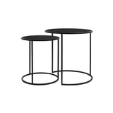 Black Round Glass & Metal Side Tables Set - Duarte Collection (40x45cm & 50x52cm)