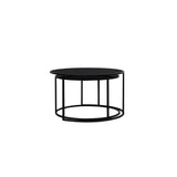 Round Black Glass & Metal Coffee Table Set - Duarte Collection (65x39 & 75x44cm)