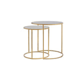 Duarte Round Gold & Smoke Glass Nesting Coffee Tables Set