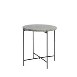 Quillon Round Side Table in Matt Black with Dark Green Marble Top (34x37.5cm)