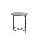 Quillon Round Side Table in Matt Black with Dark Green Marble Top (34x37.5cm)