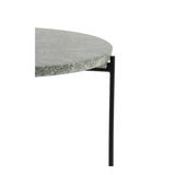 Quillon Round Side Table in Matt Black with Dark Green Marble Top (34x37.5cm)
