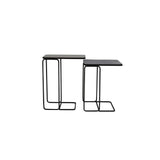 Set of 2 Rectangular Metal Side Tables in Antique Copper and Bronze Finish