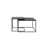 Set of 2 Square Metal Side Tables in Antique Copper and Bronze Finish (46x46x45 cm & 62x62x41 cm)