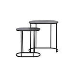 Vintage-Inspired Bocov Side Table Set - Antique Lead and Black Finish, Oval Shape 53x26x53cm