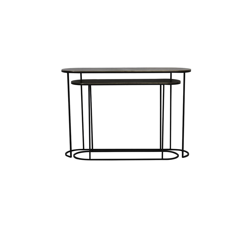 Antique Bronze and Black Bocov Oval Console Set - 118x28x80cm