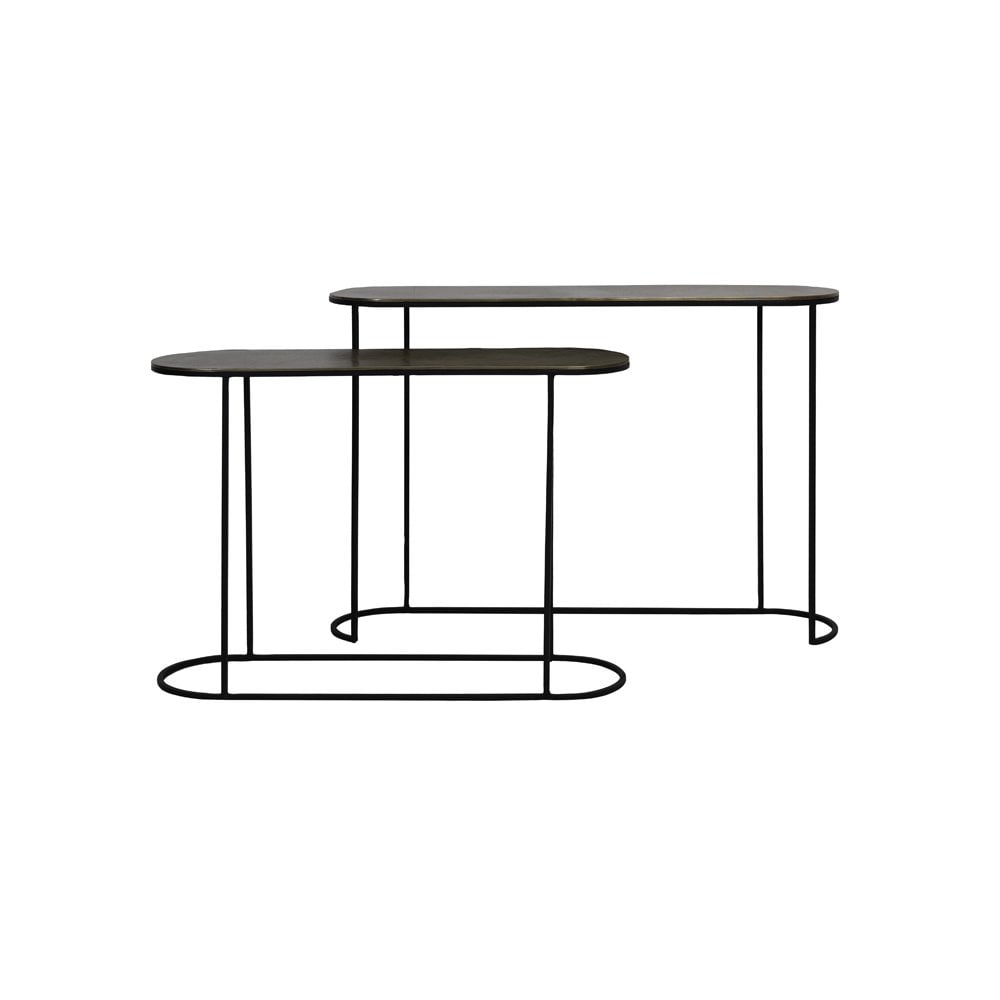 Antique Bronze and Black Bocov Oval Console Set - 118x28x80cm