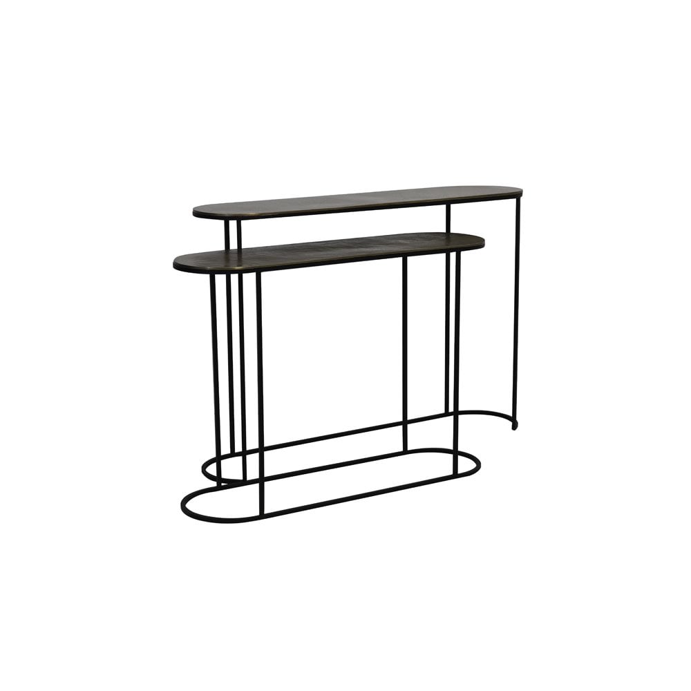 Antique Bronze and Black Bocov Oval Console Set - 118x28x80cm