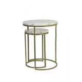 Antique Bronze Agate Nesting Side Tables Set