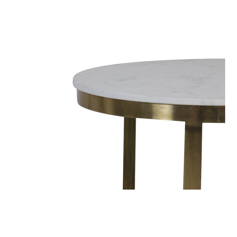 Elegant Round Coffee Table Set with Perlato Marble Tops and Antique Brass Base