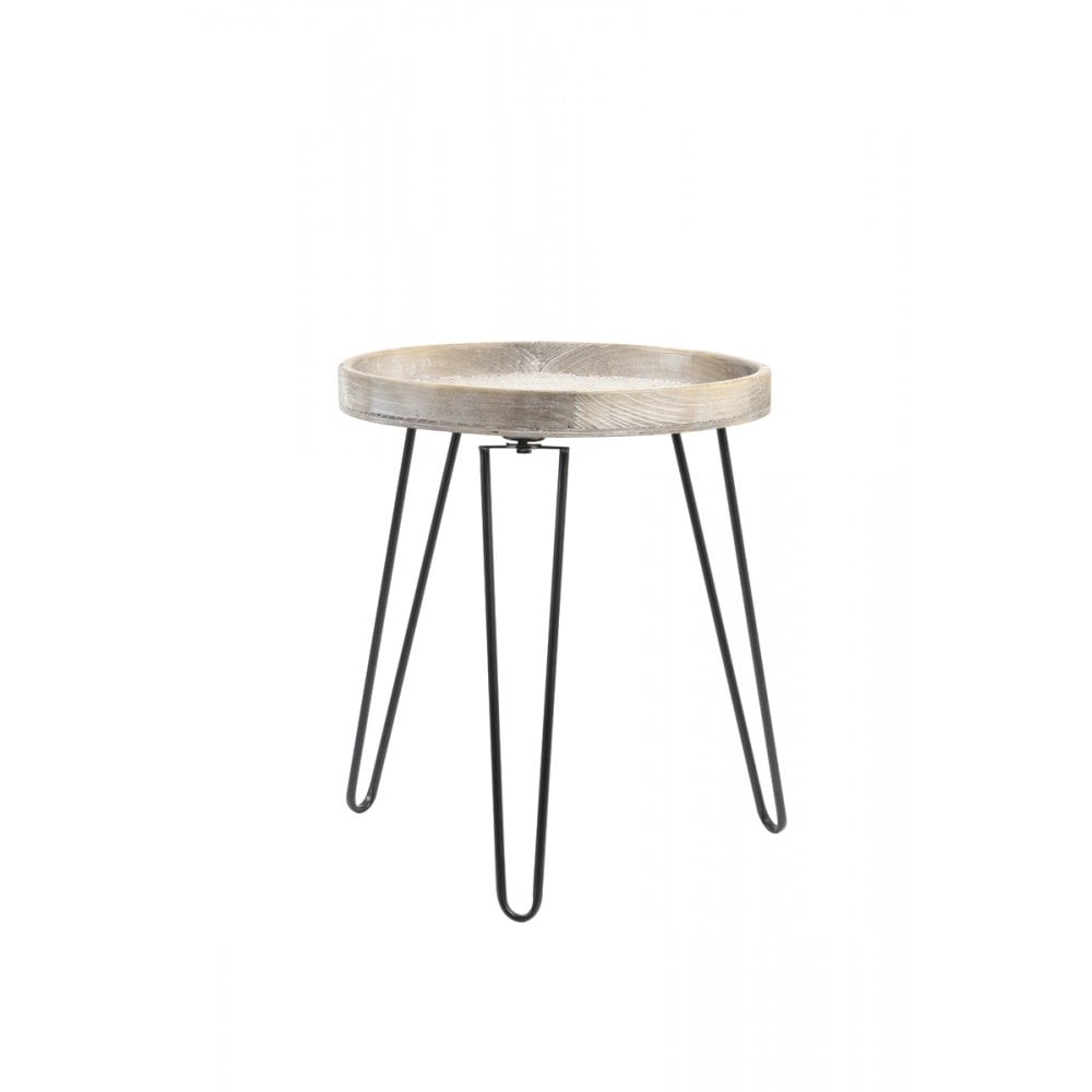 Light Brown Kenzie Wooden Round Side Table, 45x53cm