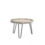 Rustic Round Kenzie Light Brown Wooden Side Table 60x35cm