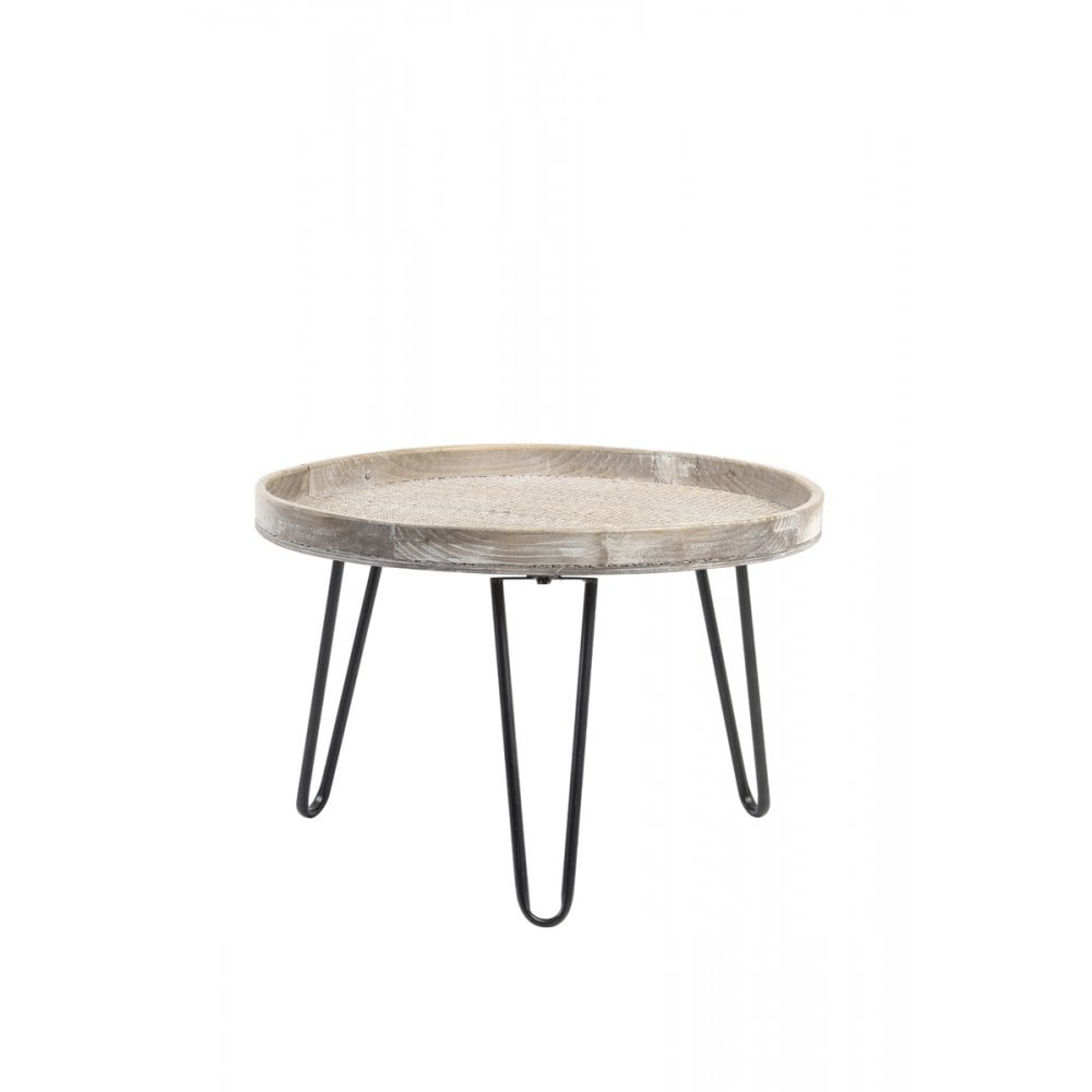 Rustic Round Kenzie Light Brown Wooden Side Table 60x35cm