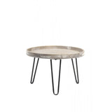 Rustic Round Kenzie Light Brown Wooden Side Table 60x35cm