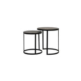 Trelo Round Metal Side Tables Set in Antique Bronze and Black