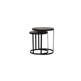 Trelo Round Metal Side Tables Set in Antique Bronze and Black