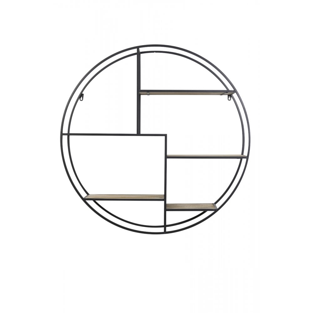 Round Black Metal Wall Cabinet - Juna Collection 92x92x26cm