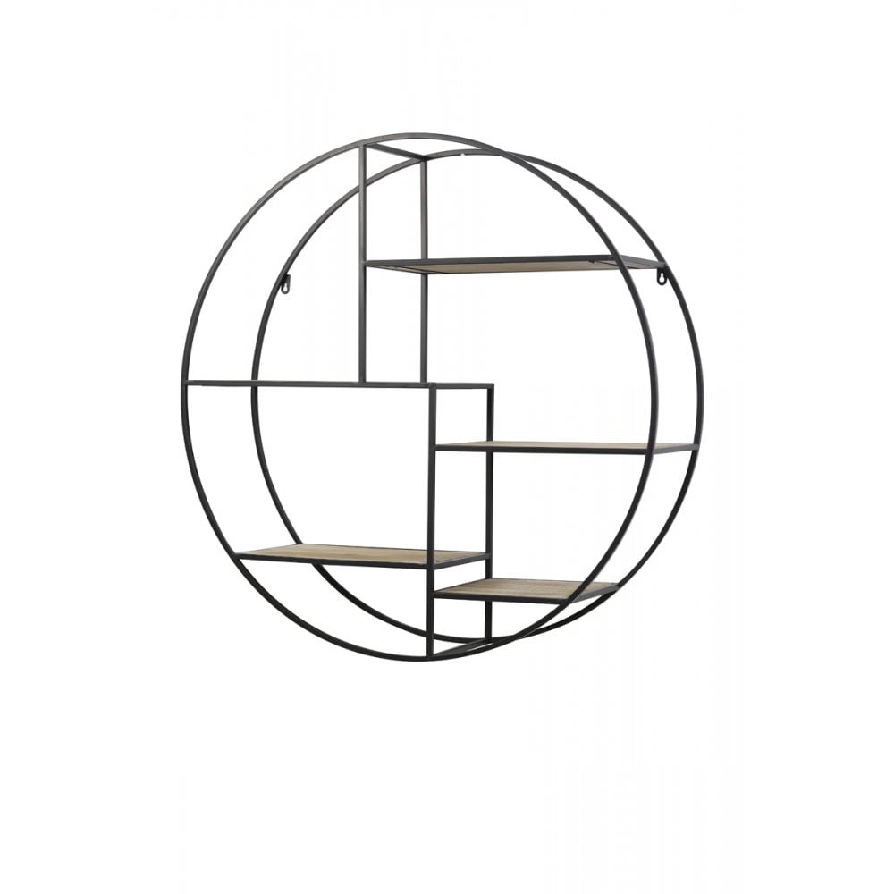 Round Black Metal Wall Cabinet - Juna Collection 92x92x26cm