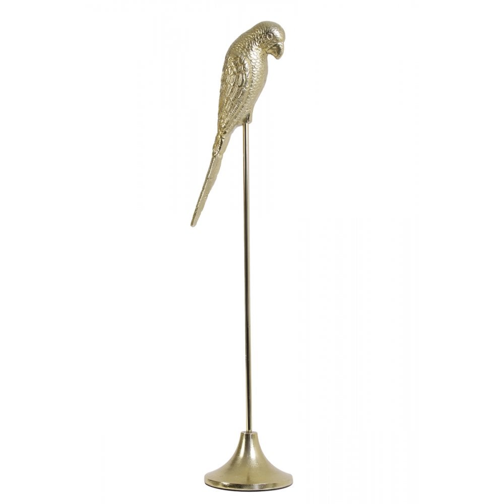 Elegant Gold Parrot Ornament on Pedestal: 24x17x86cm Decorative Piece